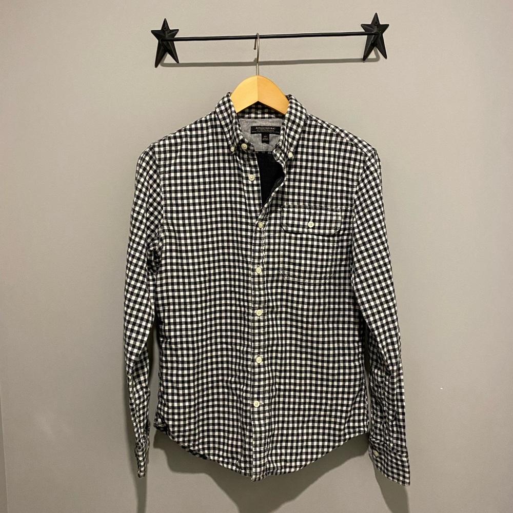 BANANA REPUBLIC Tailored Plaid Button Up Lined Shirt - Mens S Slim, Excellent
